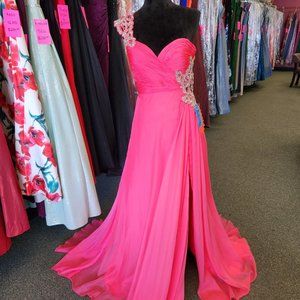 Elegant Pink One-Shoulder Prom Dress